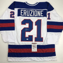 Autographed/Signed Mike Eruzione White Team USA Miracle On Ice 1980 Hockey Jersey JSA COA