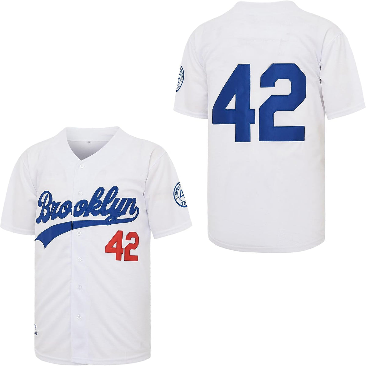 Men's 42 Legend Baseball Jerseys Button Down Jersey Hip Hop Short Sleeves
