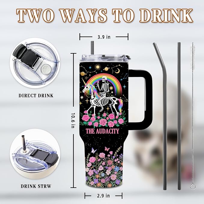 Funny Skull Tumbler 40oz, Insulated Funny Witchy Gifts for Women
