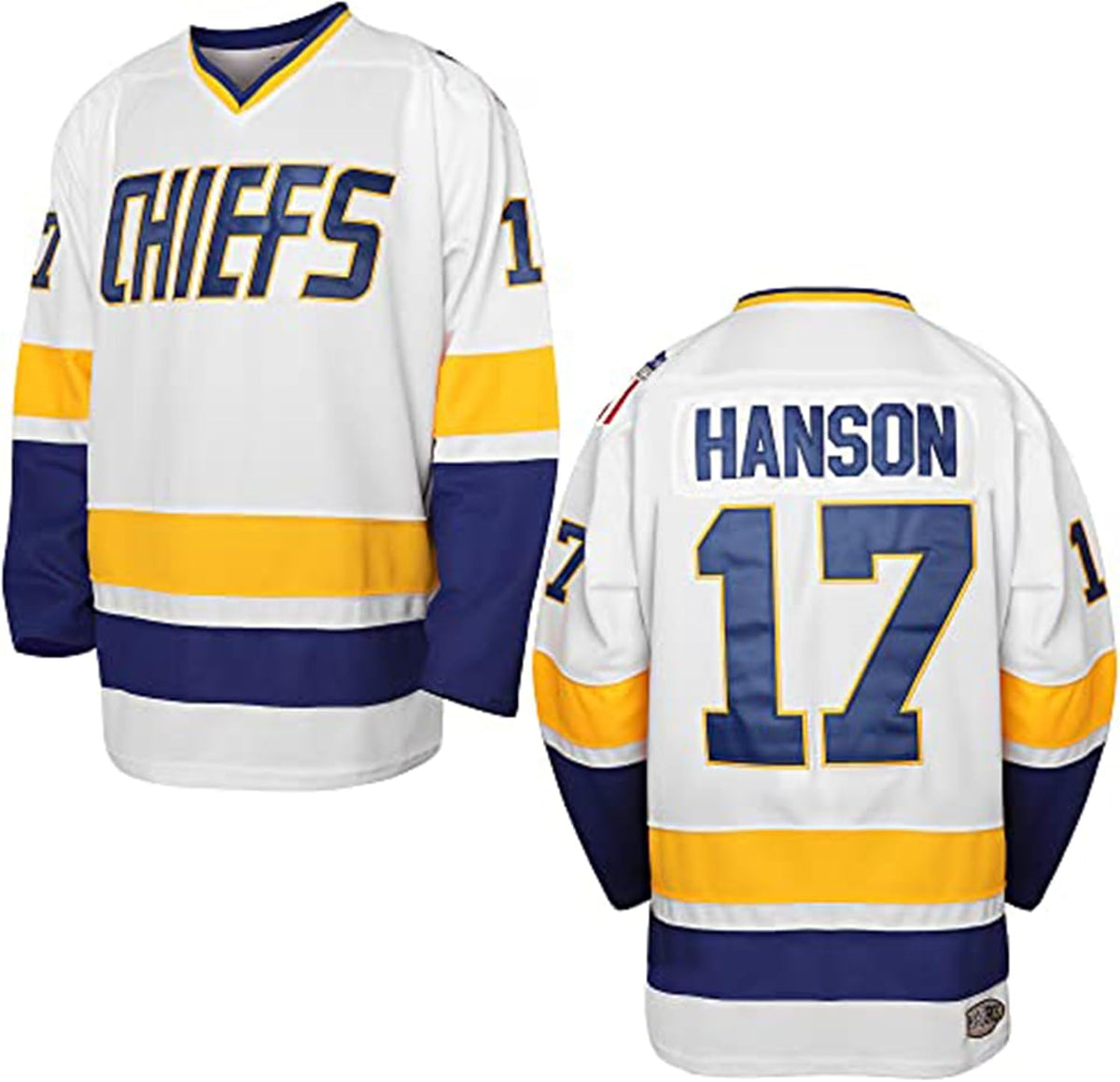 Hanson Brothers Hockey Jersey 16 Charlestown Chiefs 17 Jeff Slap Shot 18 Movie Hockey Jersey Blue White S-3XL