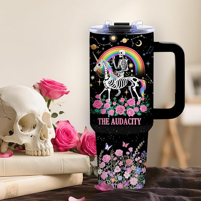Funny Skull Tumbler 40oz, Insulated Funny Witchy Gifts for Women
