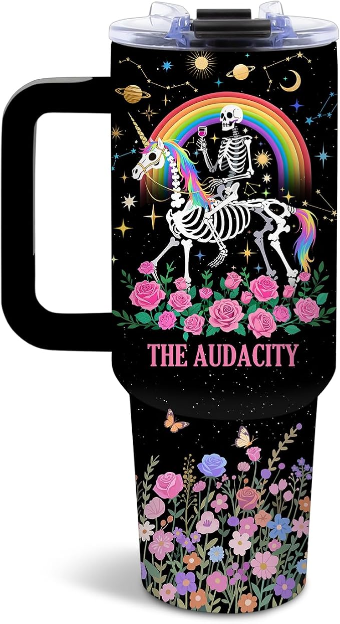 Funny Skull Tumbler 40oz, Insulated Funny Witchy Gifts for Women