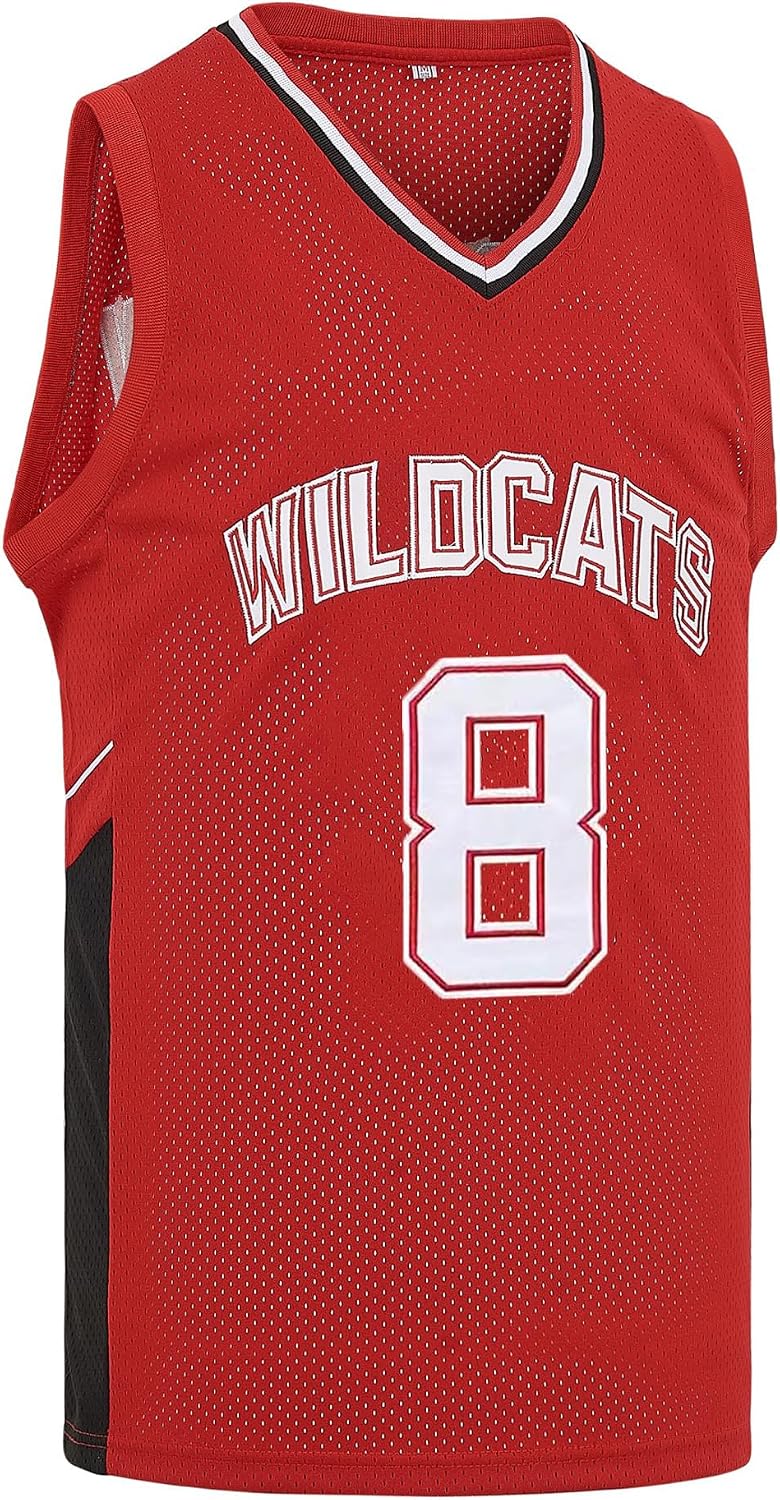 Mens Basketball Jersey Wildcats High School Shirt 14 Troy Bolton Jersey 8 Chad Danforth Basketball Jersey Red/White S-3XL