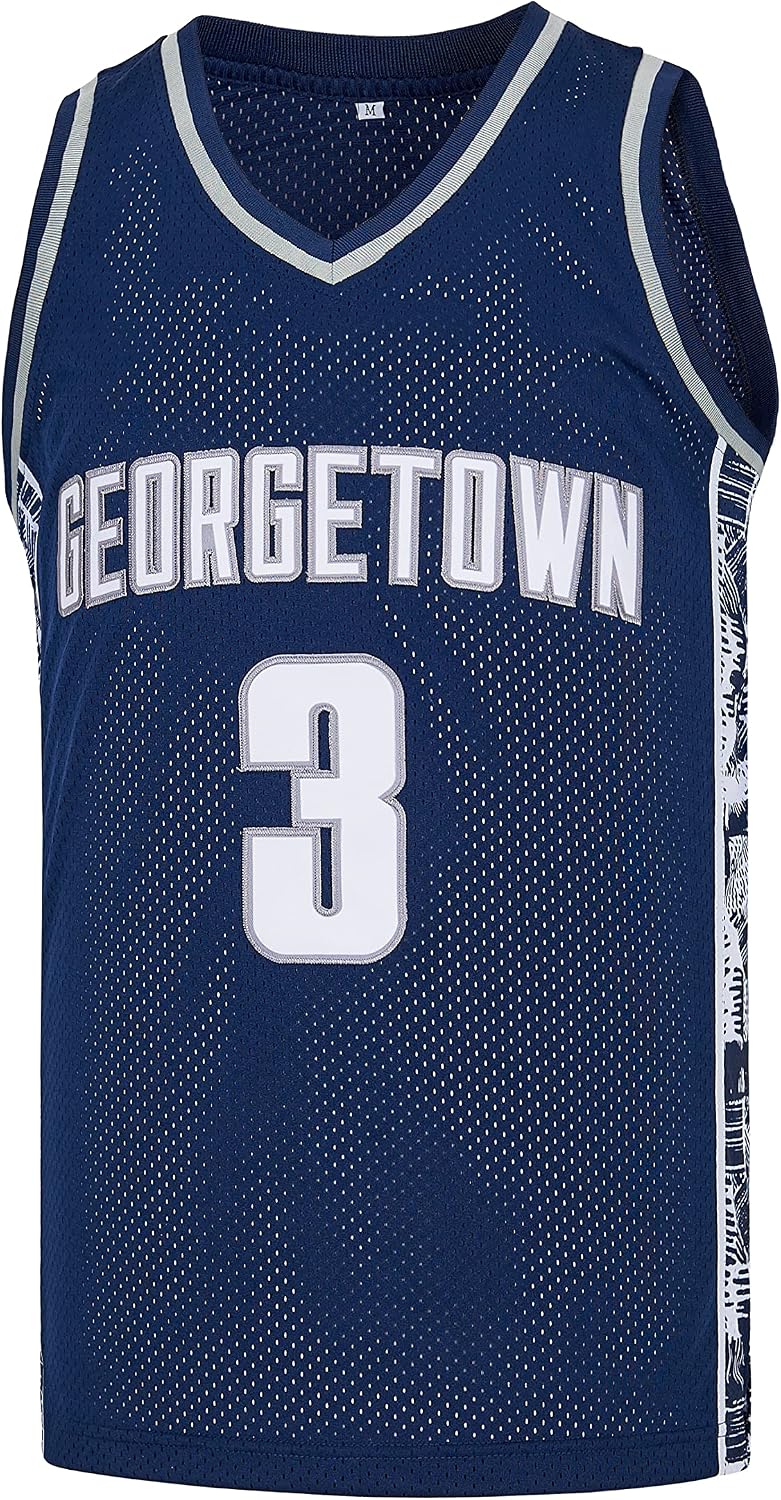 Men's #3 Georgetown Collegiate Athletic Embroidered Retro Basketball Jersey