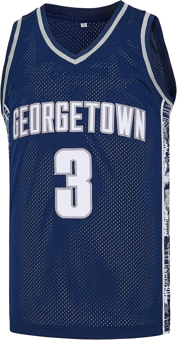Men's #3 Georgetown Collegiate Athletic Embroidered Retro Basketball Jersey