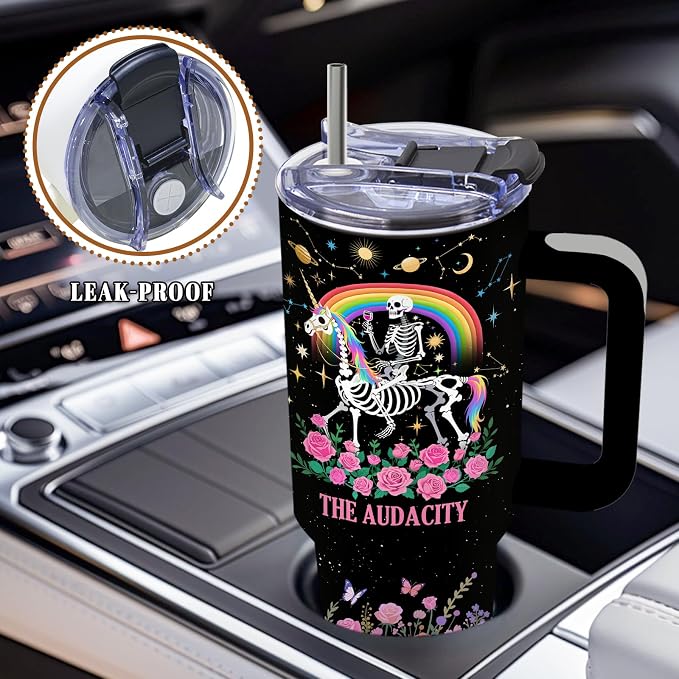 Funny Skull Tumbler 40oz, Insulated Funny Witchy Gifts for Women