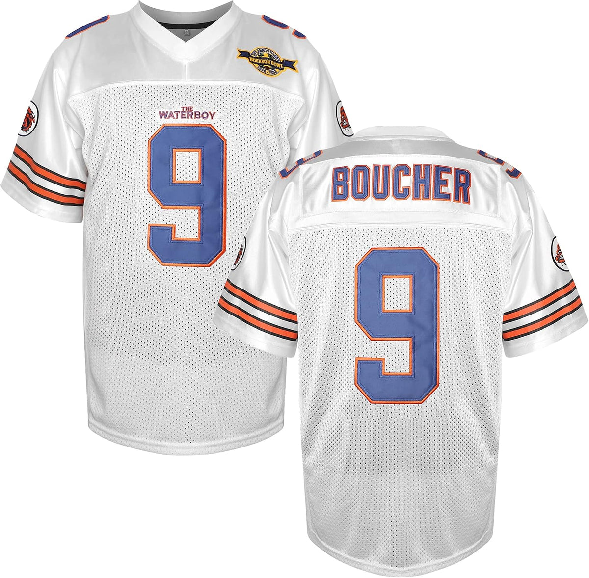 Bobby Boucher Football Jersey 9 The Waterboy Adam Sandler Mud Dogs Bourbon Bowl Movie Jersey White Black Blue Orange S-3XL